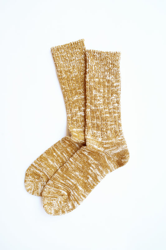 Rototo - Low Gauge Slub Crew Socks, Mustard