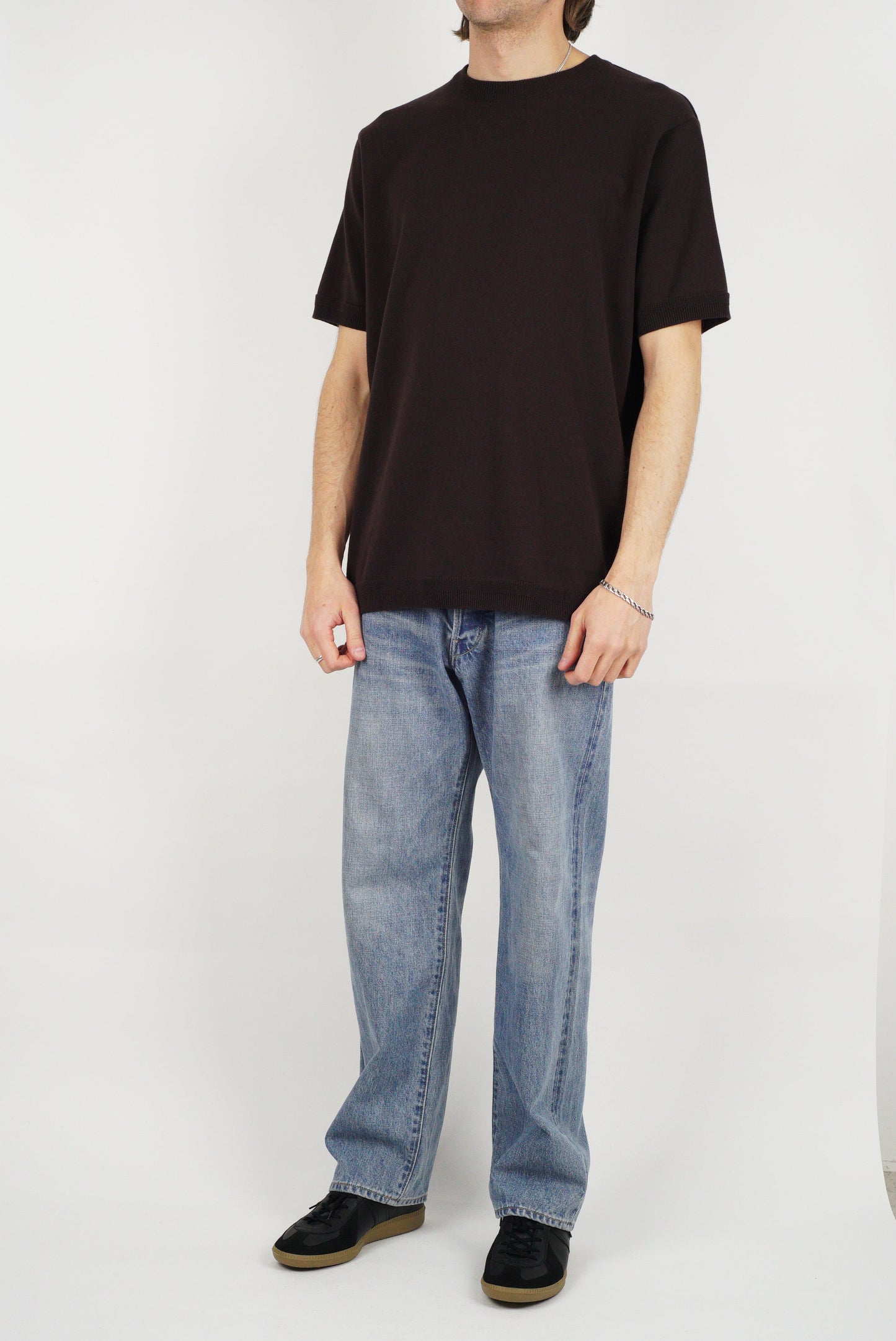 SUNNYSIDERS_FUJITO_Fujito - Knit T-Shirt, Dark Brown_T-Shirts