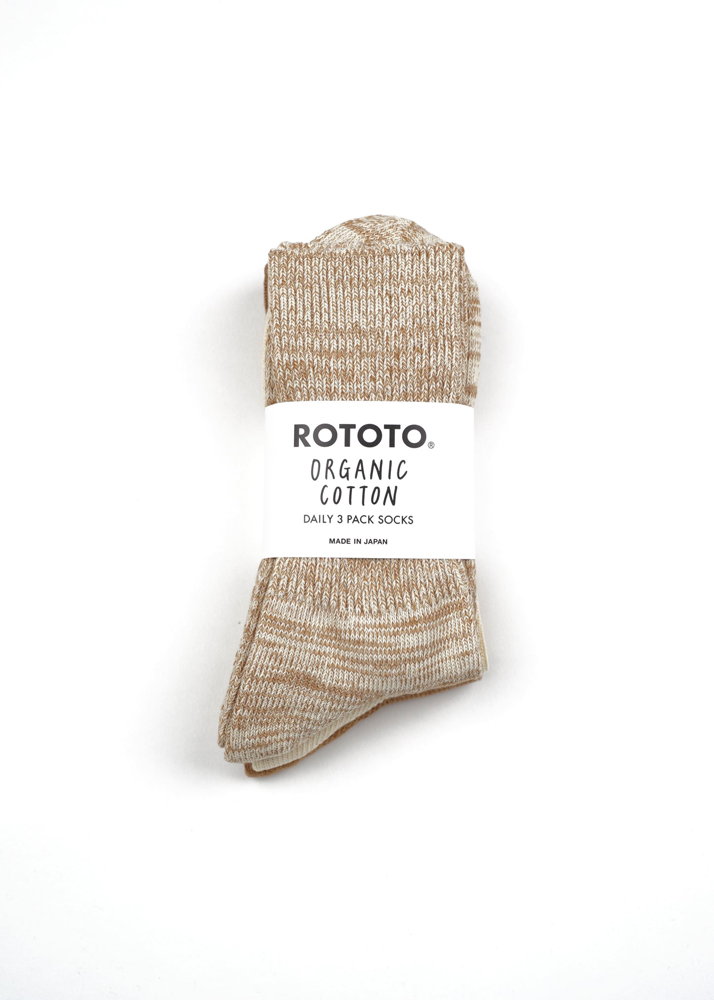 SUNNYSIDERS_ROTOTO_Rototo - Organic Daily 3 Pack Crew Socks, Ecru / Brown_Socks
