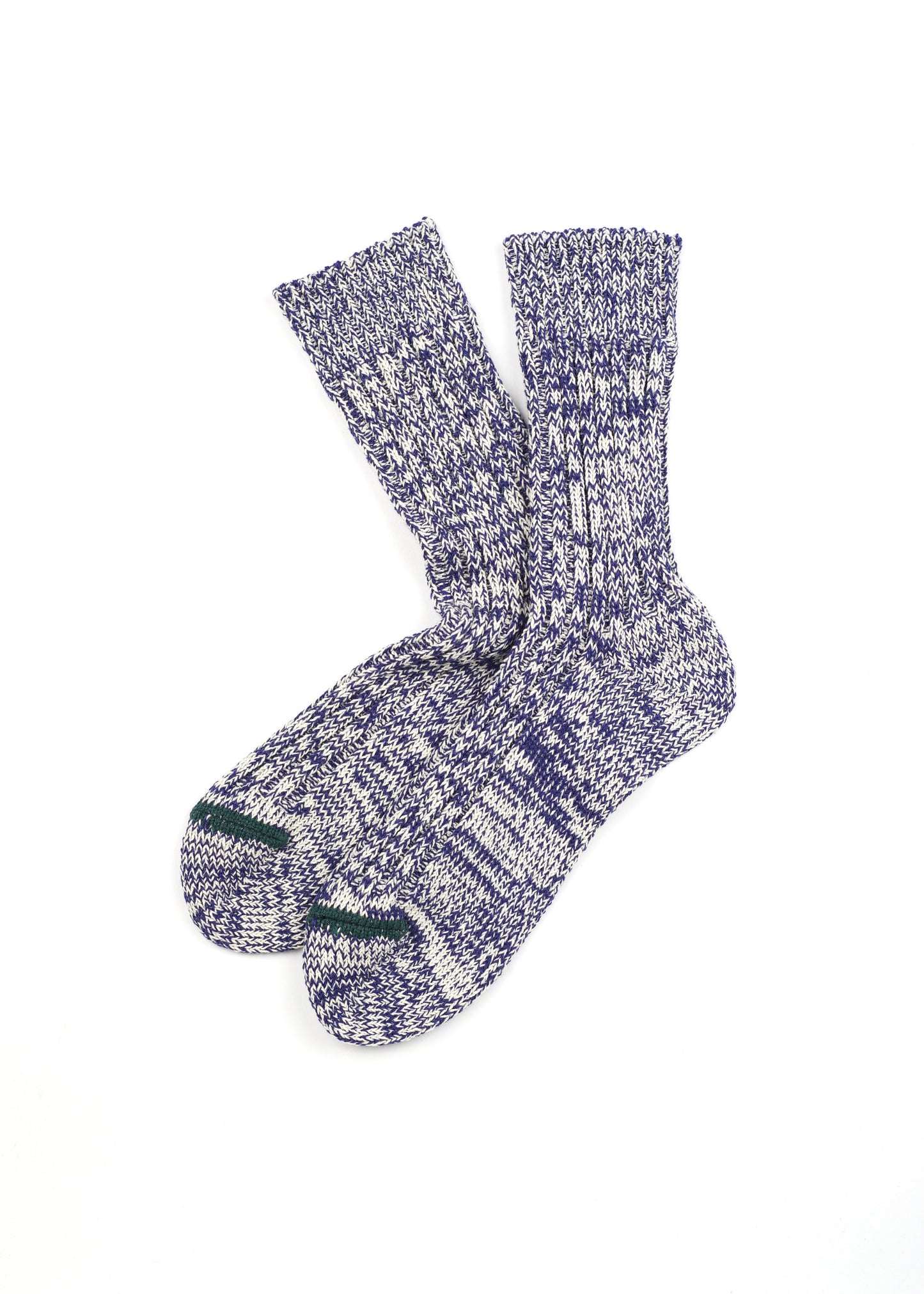 SUNNYSIDERS_ROTOTO_Rototo - Recycle Cotton Ribbed Crew Sock, Blue / Ivory_Socks