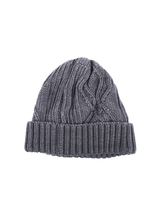 SUNNYSIDERS_ROTOTO_Rototo - Aran Cable Knit Watch Cap, Black Denim_Hats