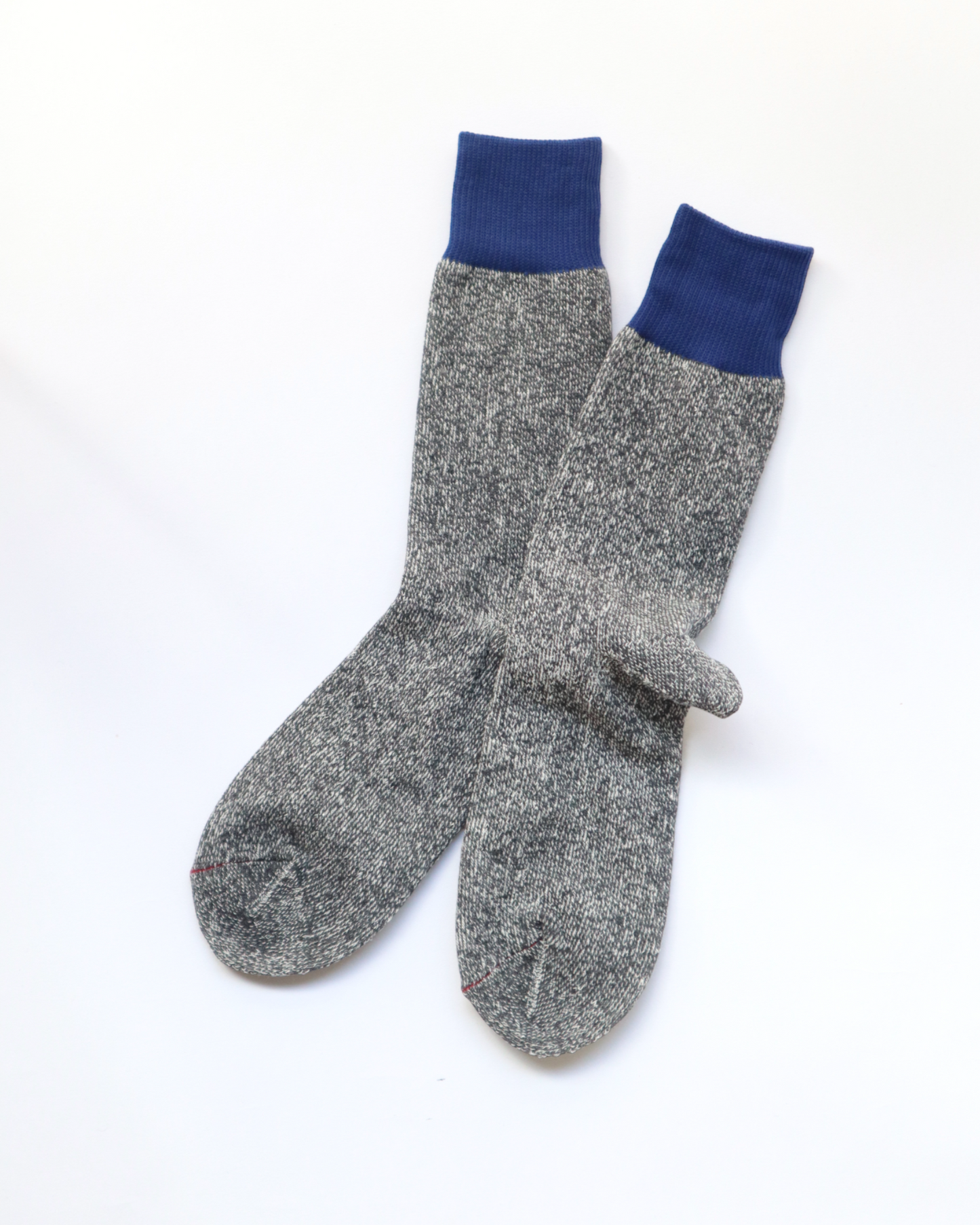Rototo - Silk/Cotton Double Face Crew Socks, Blue / Grey