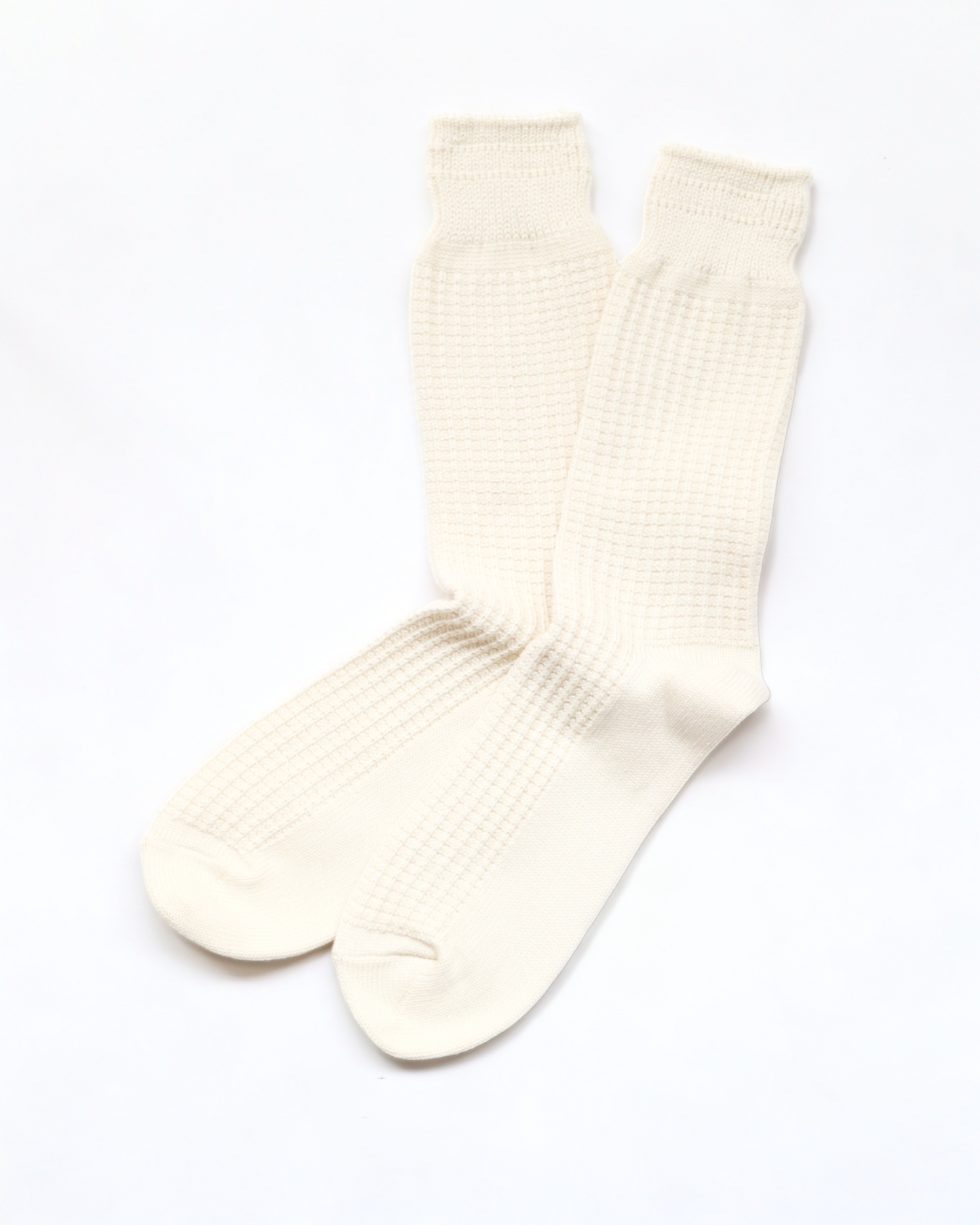 Rototo - Cotton Waffle Crew Sock, Raw White