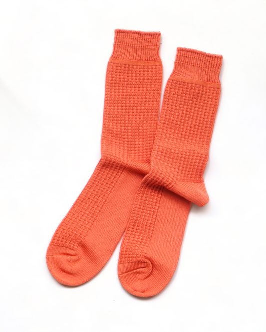 Rototo - Cotton Waffle Crew Sock, Light Orange