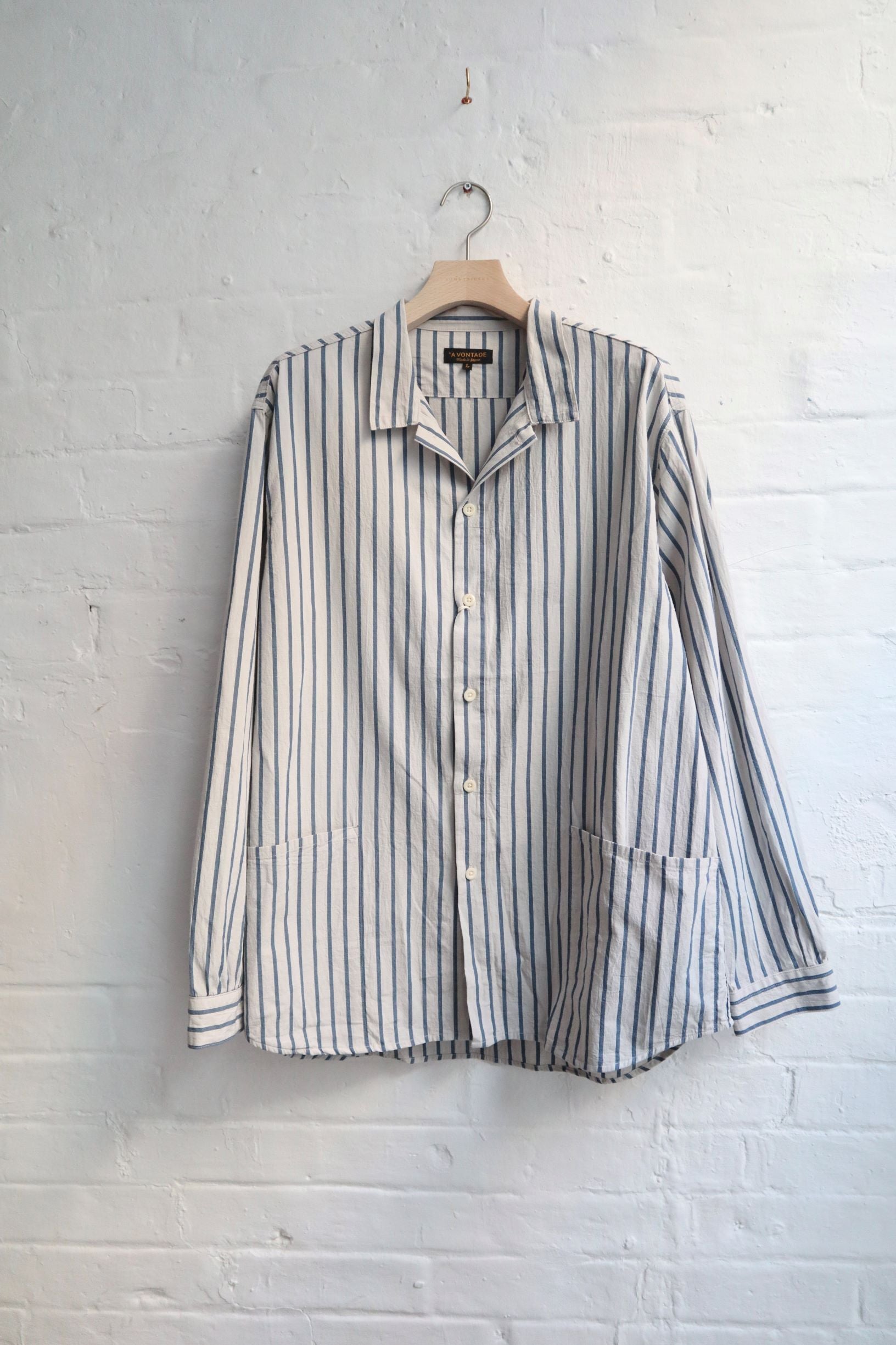 SUNNYSIDERS_*A VONTADE_*A Vontade - Apron Shirt, Sand / Blue Stripe_Shirts