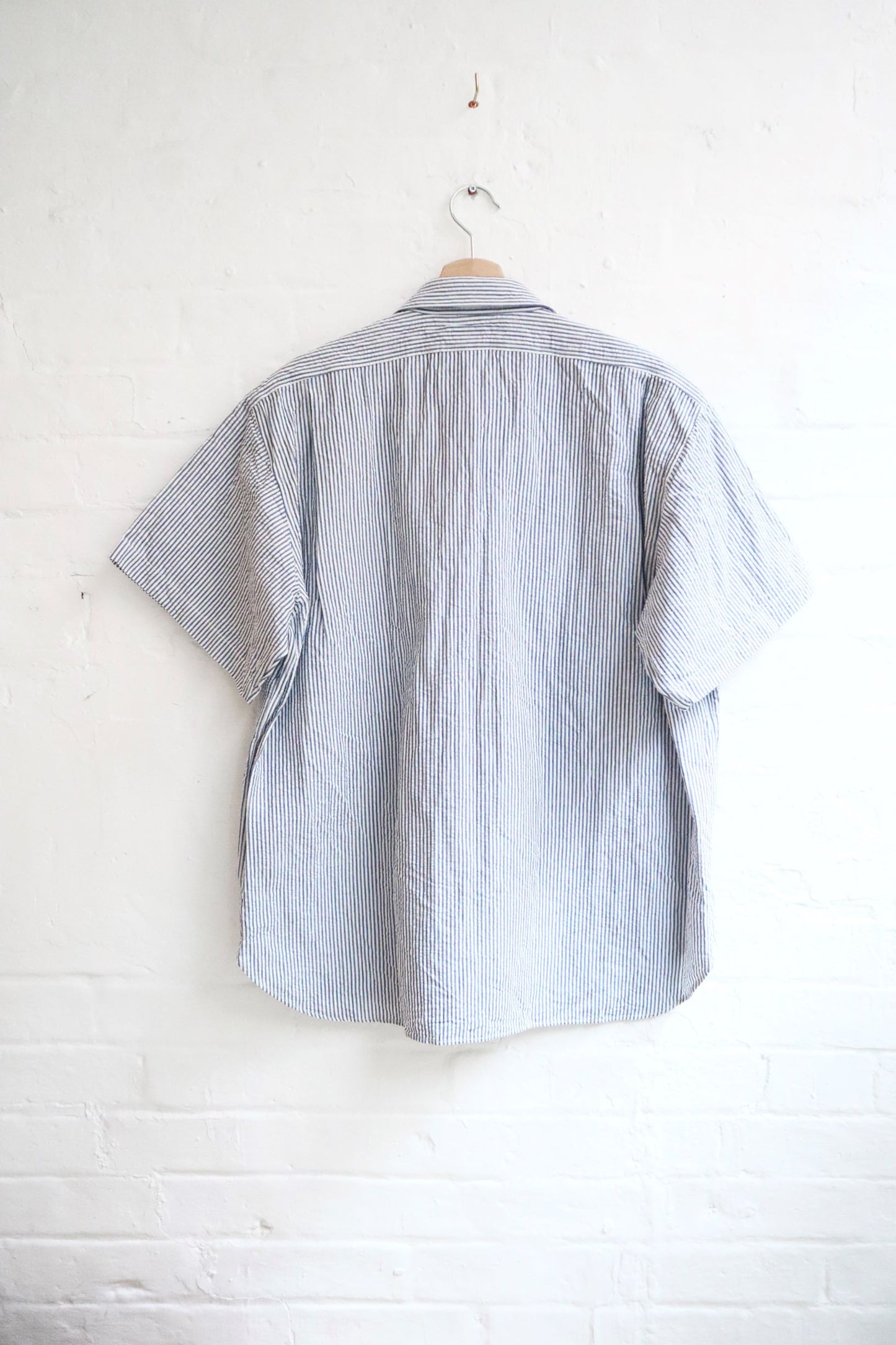 SUNNYSIDERS_FUJITO_Fujito - Short Sleeve Fatigue Shirt, Navy Stripe_Shirts