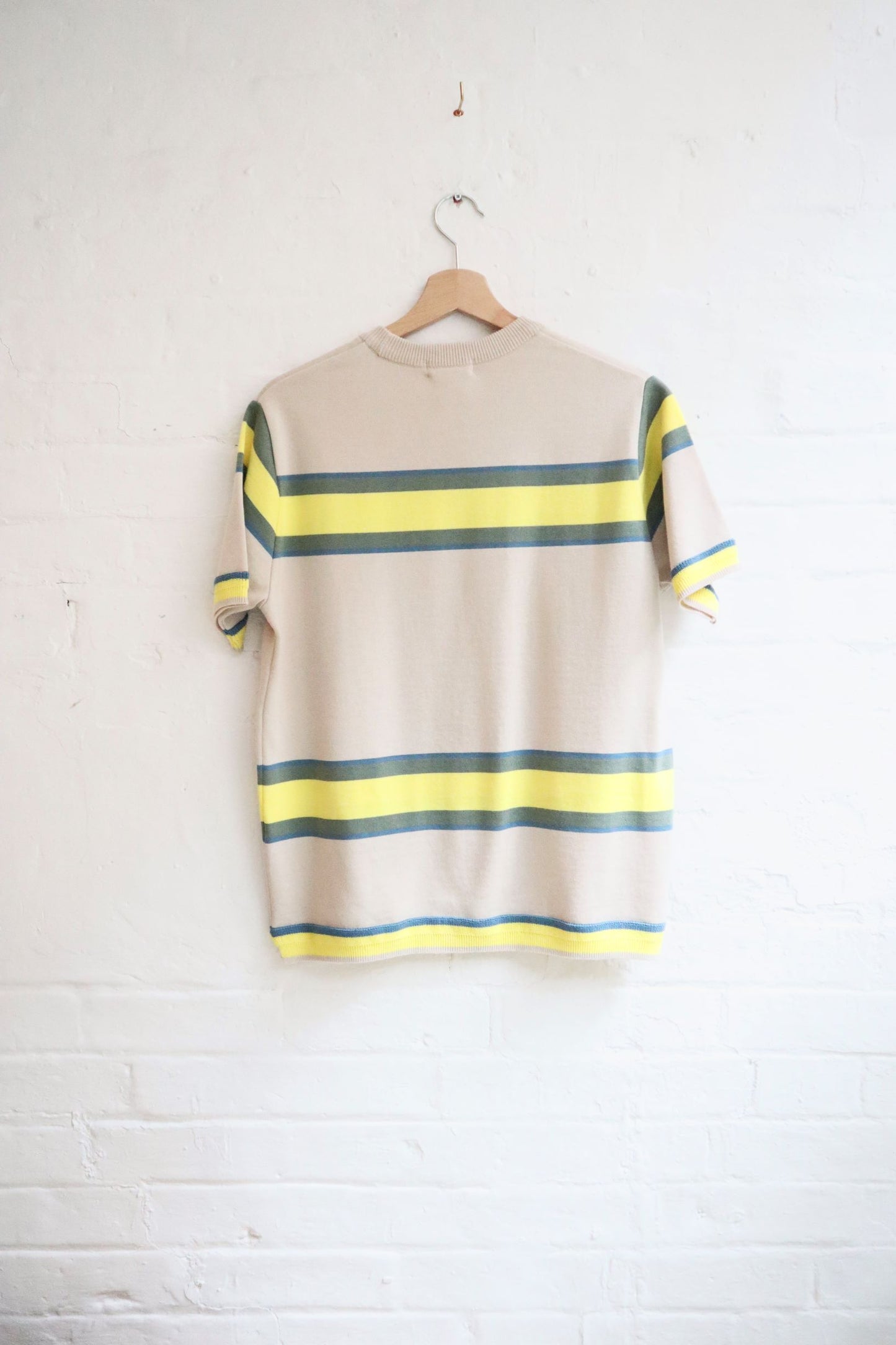 SUNNYSIDERS_FUJITO_Fujito - Knit T-Shirt, Beige Border_T-Shirts