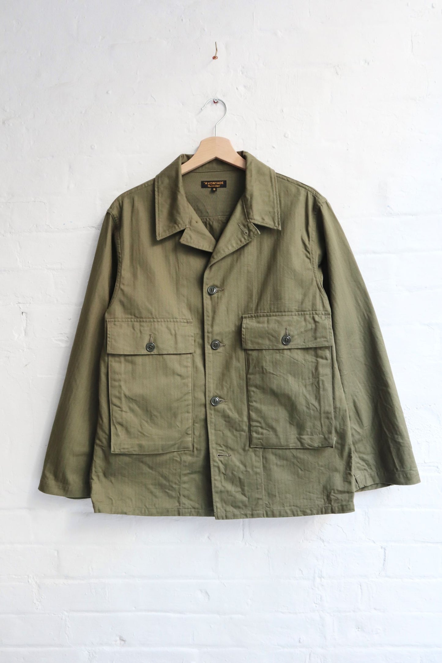 *A Vontade - Naval Utility Jacket, Olive Herringbone