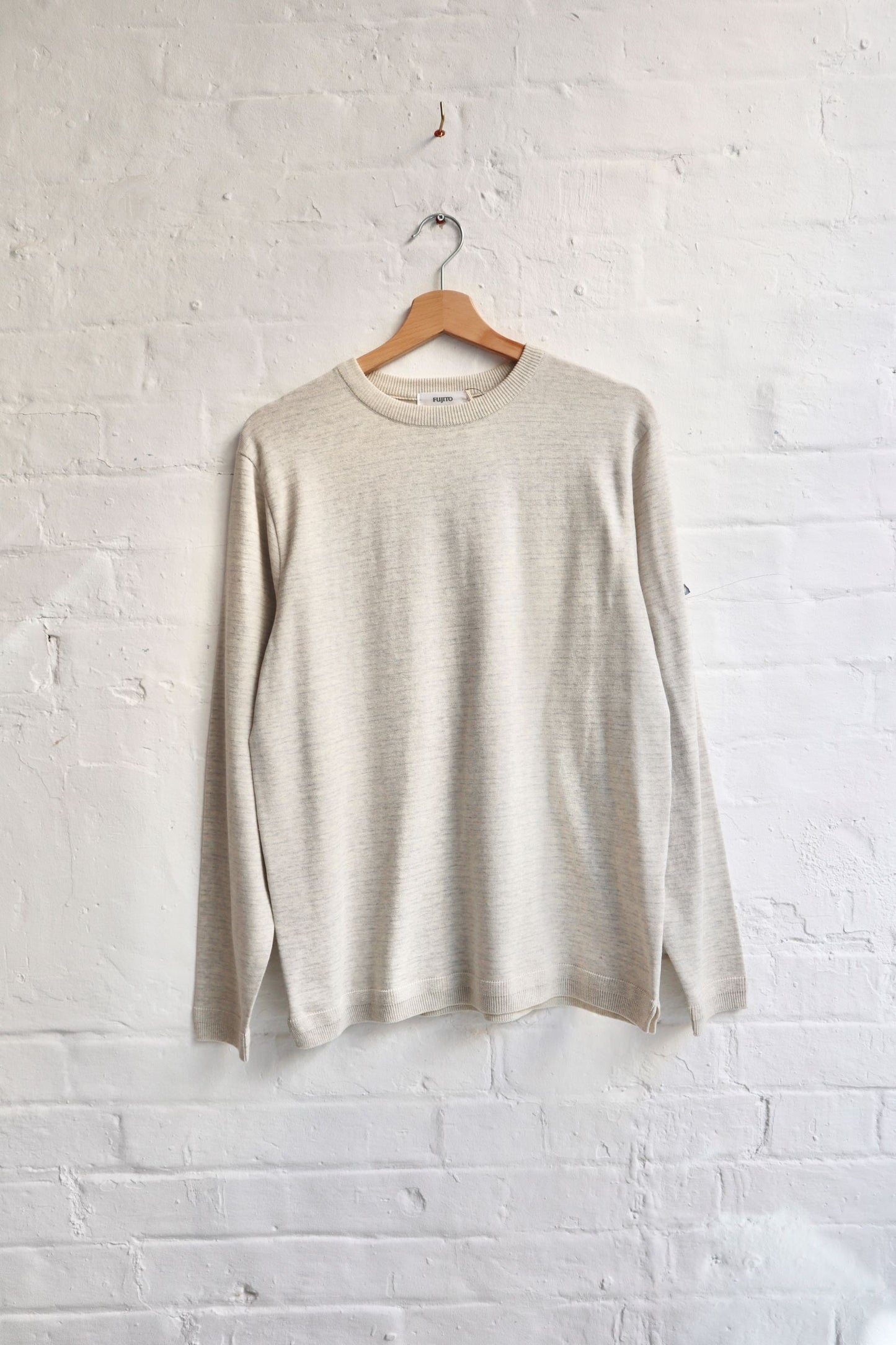 Fujito - Cotton Knit Long Sleeve, Oatmeal Border