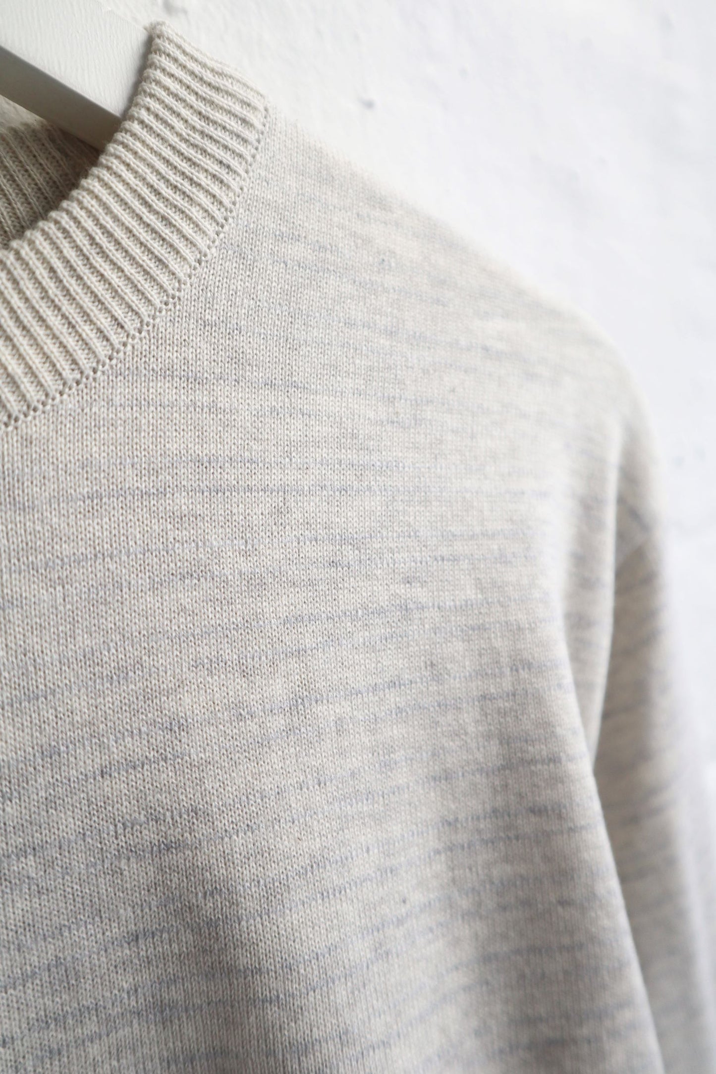 Fujito - Cotton Knit Long Sleeve, Oatmeal Border