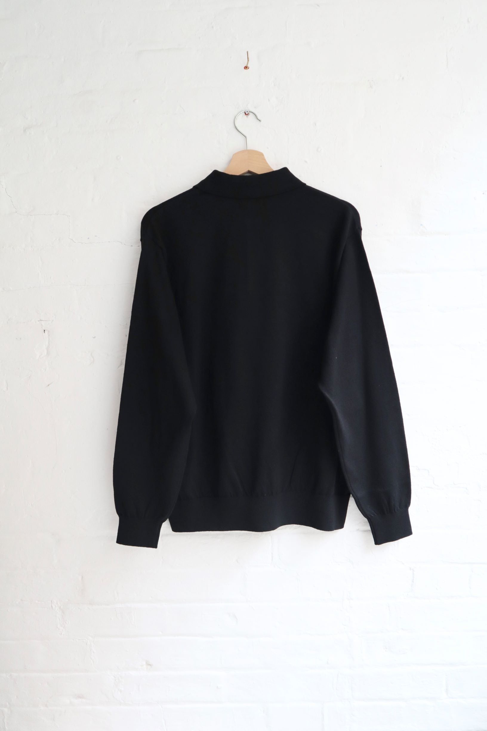 SUNNYSIDERS_YONETOMI_Yonetomi - Wave Cotton Knit Polo, Black_knitwear