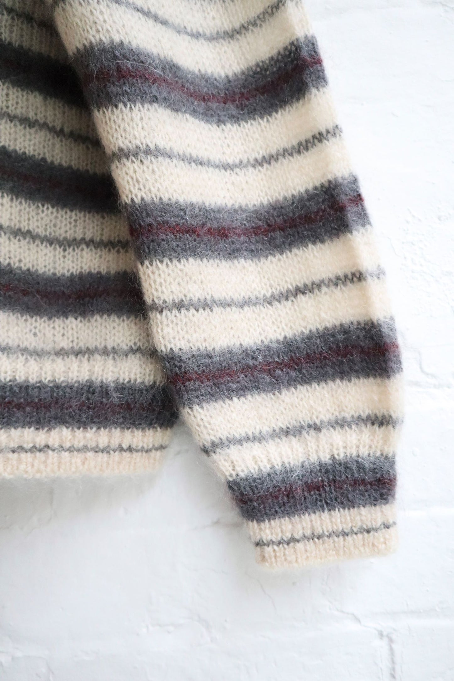 Yonetomi - Mohair Wool Border Knit, Ivory