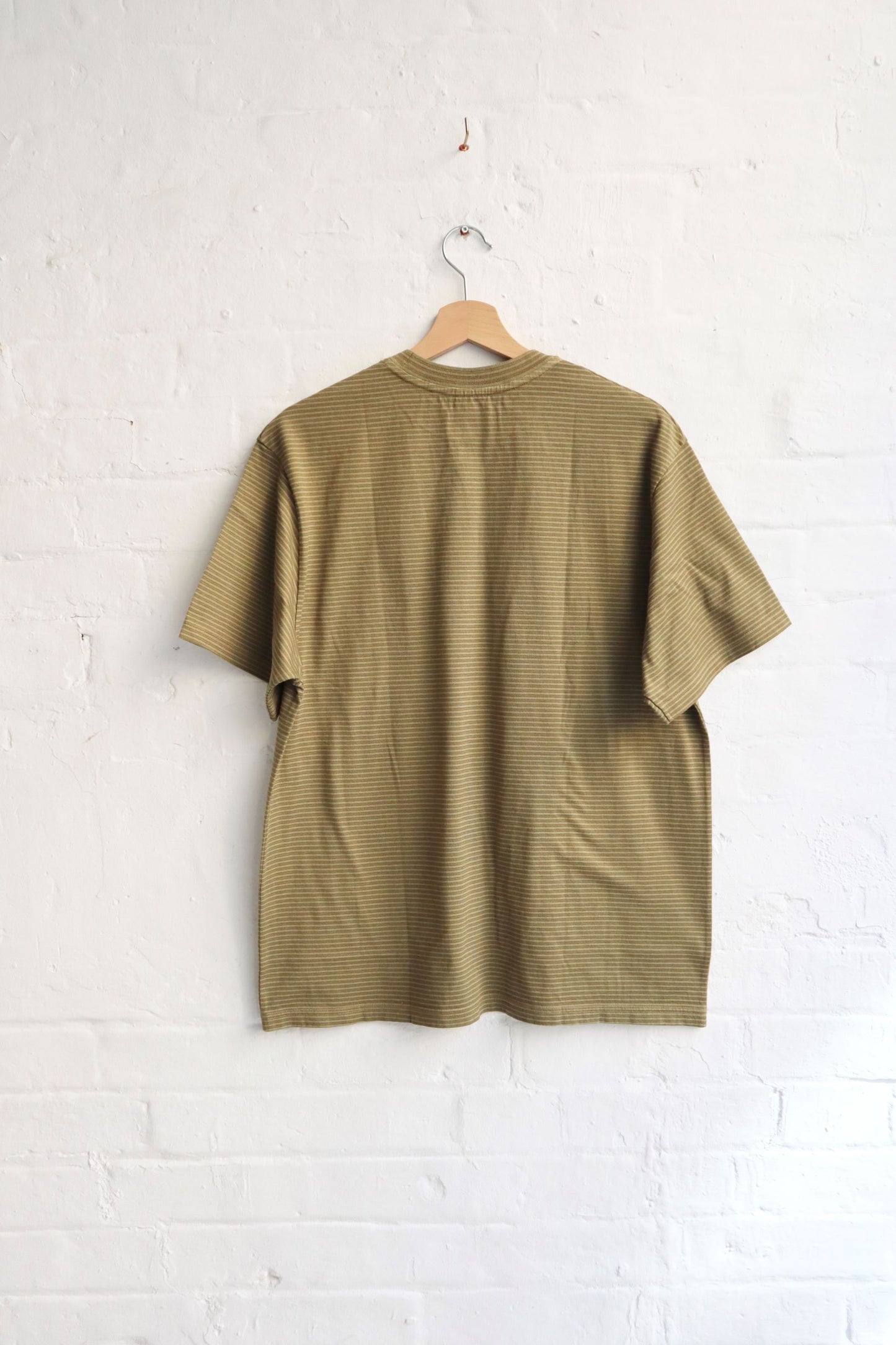 Yonetomi - 'New Basic' Short Sleeve T-Shirt, Olive Border