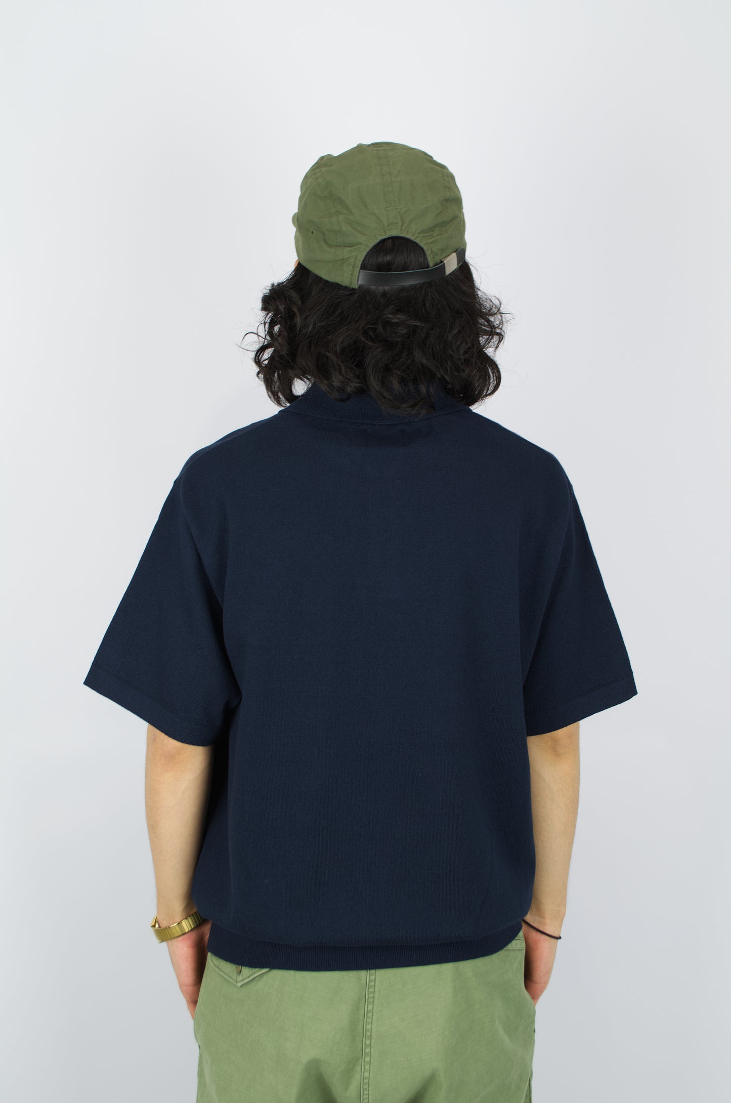 Yonetomi - Wave Cotton Polo, Navy