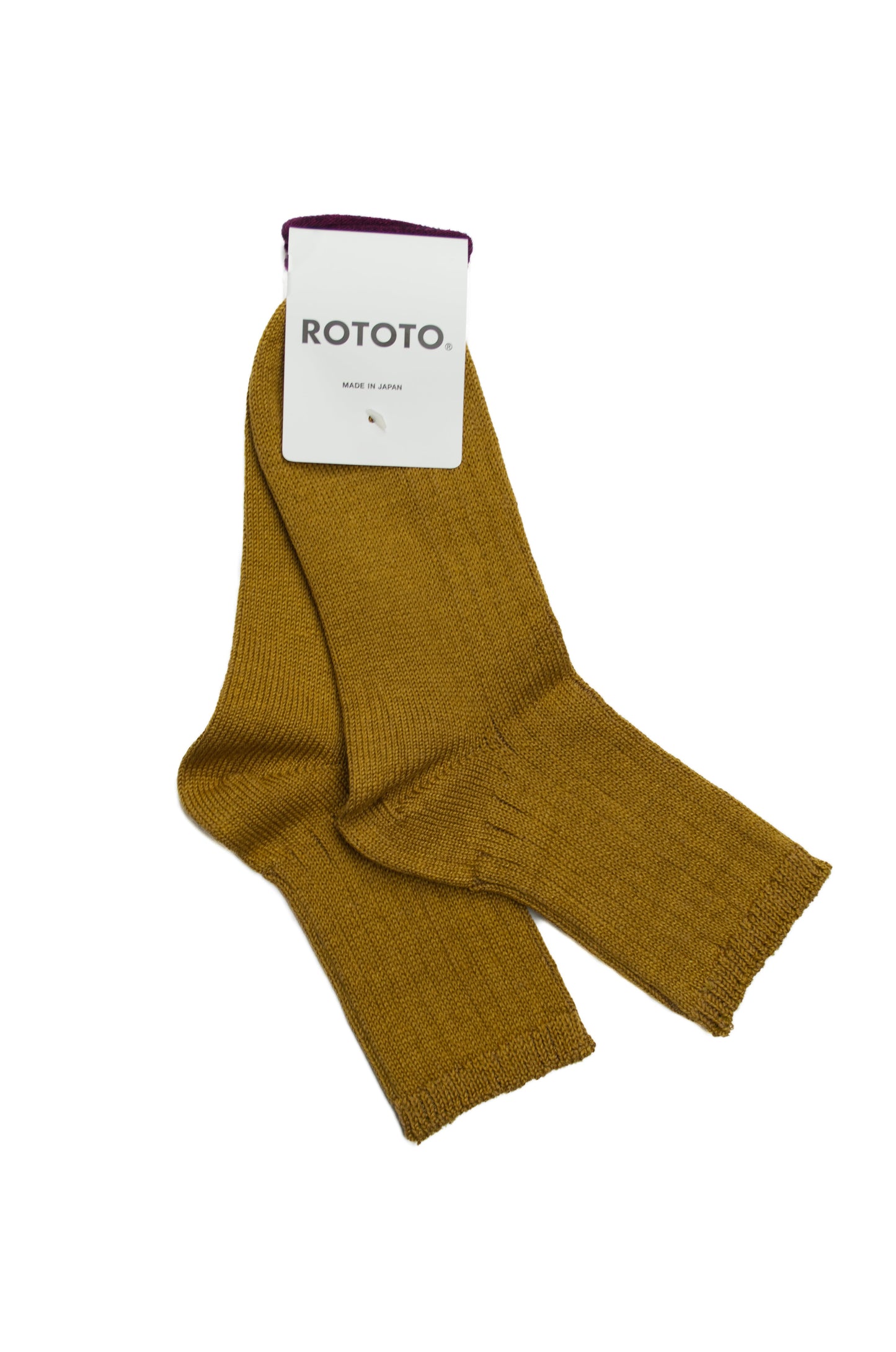 SUNNYSIDERS_ROTOTO_Rototo - Cotton Linen Ribbed Ankle Socks, Gold_Socks