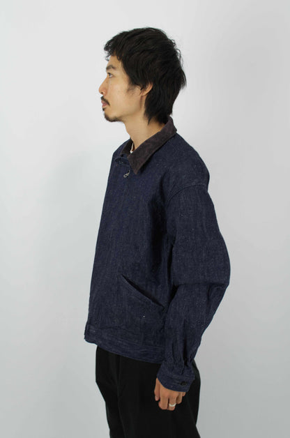 *A Vontade - Cord Collar Zip Work Jacket, Indigo