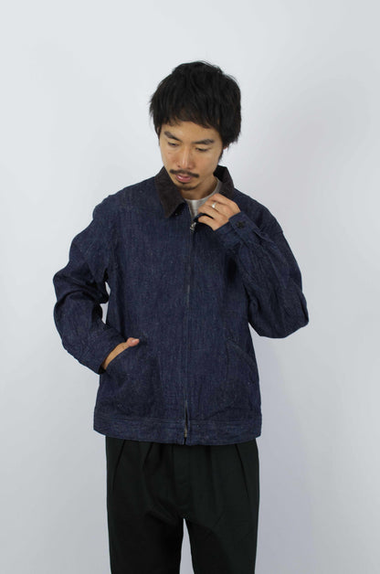 *A Vontade - Cord Collar Zip Work Jacket, Indigo