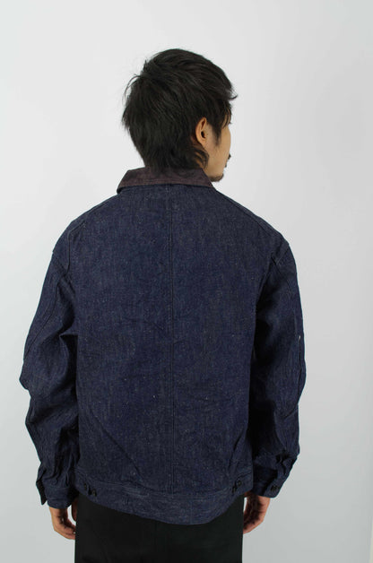 *A Vontade - Cord Collar Zip Work Jacket, Indigo