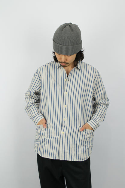 *A Vontade - Apron Shirt, Sand / Blue Stripe