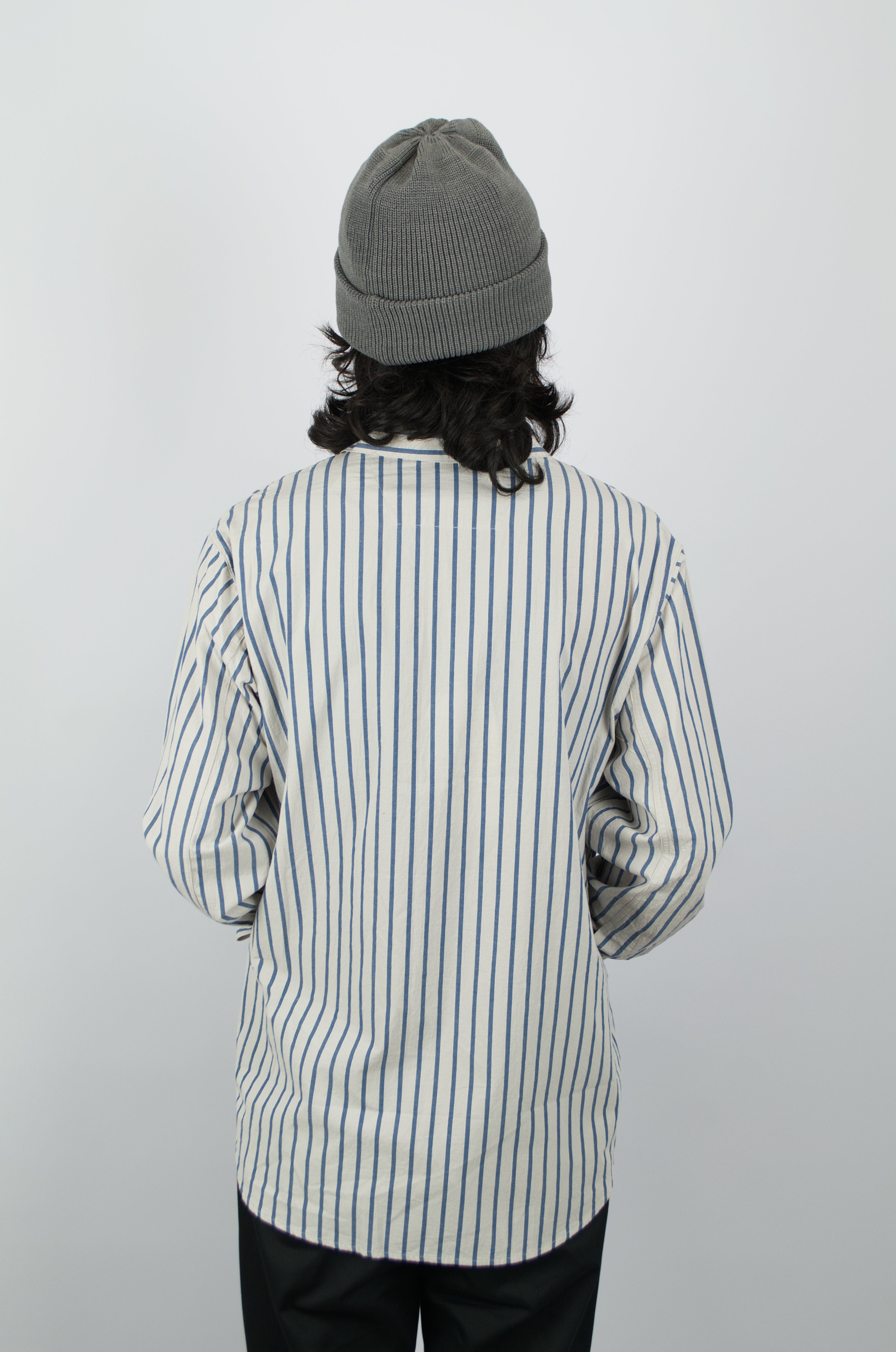 A VONTADE Apron Shirts L/S [VTD-0366-SH] SAND×BLUE STRIPE