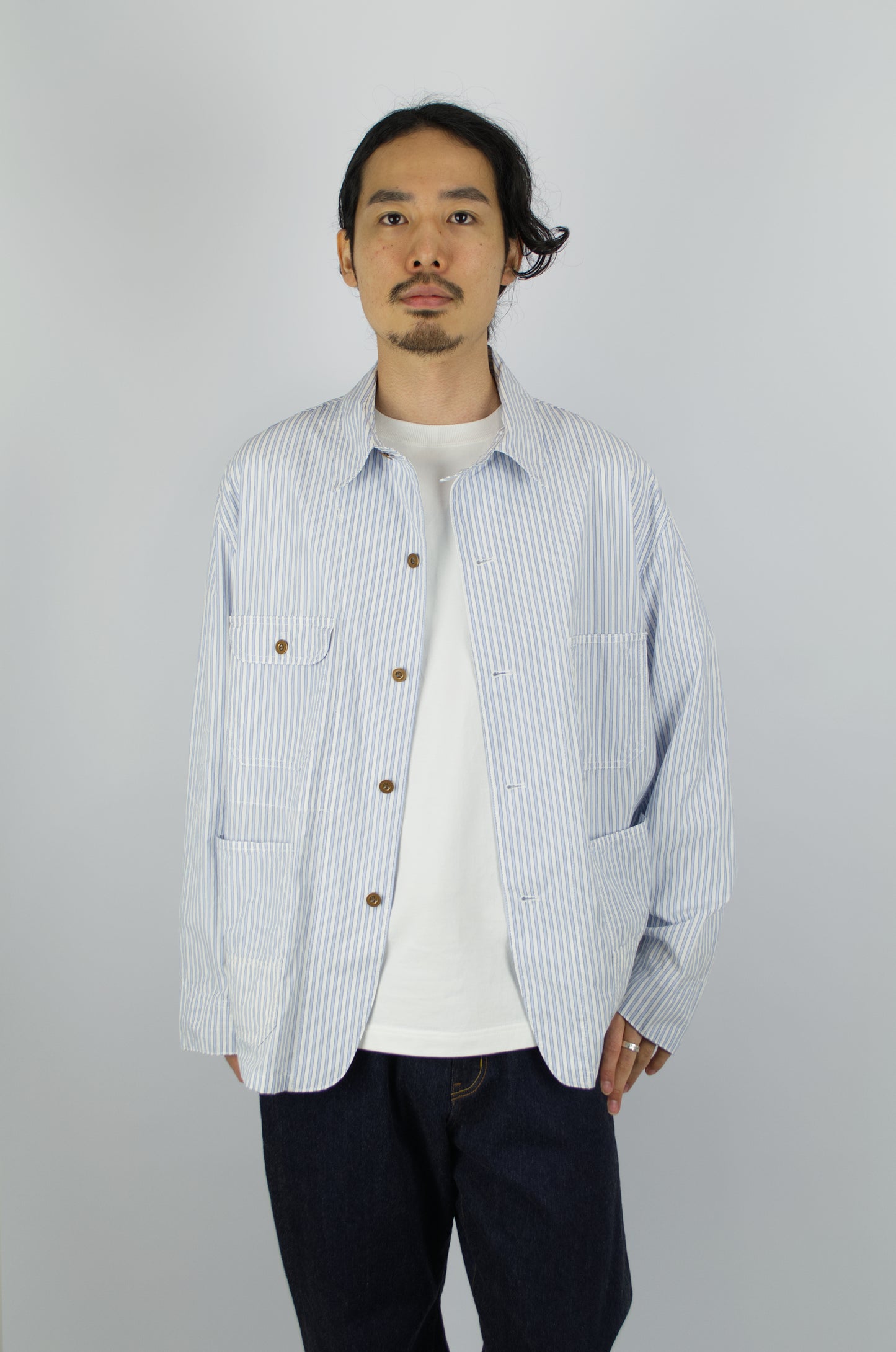 H.Unit - Coverall Shirt Jacket, Blue Stripe