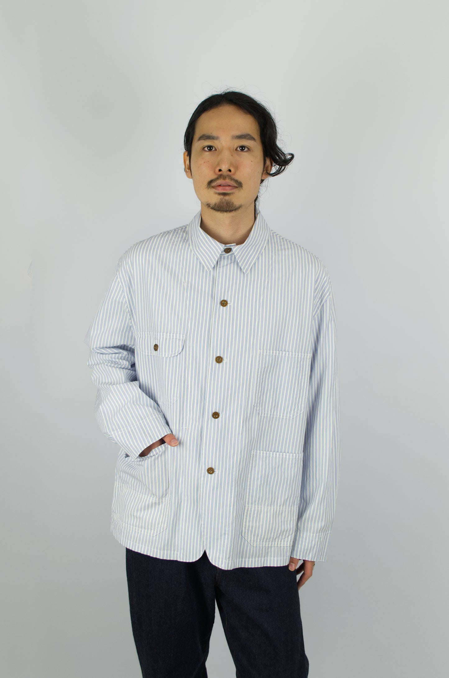H.Unit - Coverall Shirt Jacket, Blue Stripe
