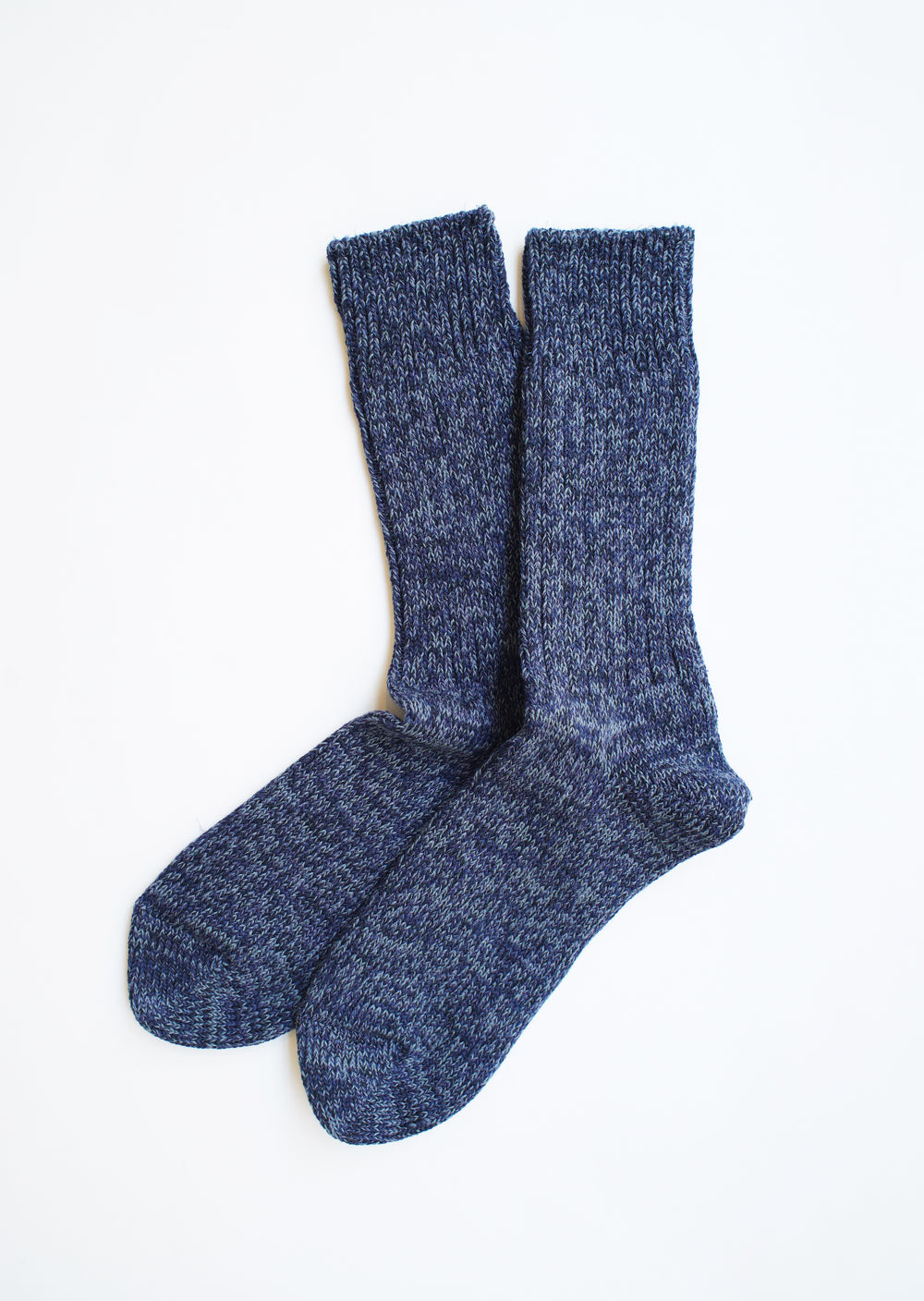 Rototo - Denim Tone Crew Socks, Blue Denim