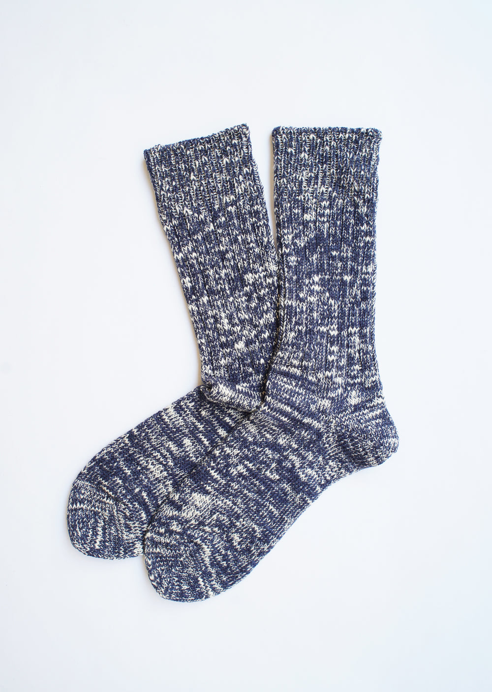 Rototo - Low Gauge Slub Crew Socks, Navy