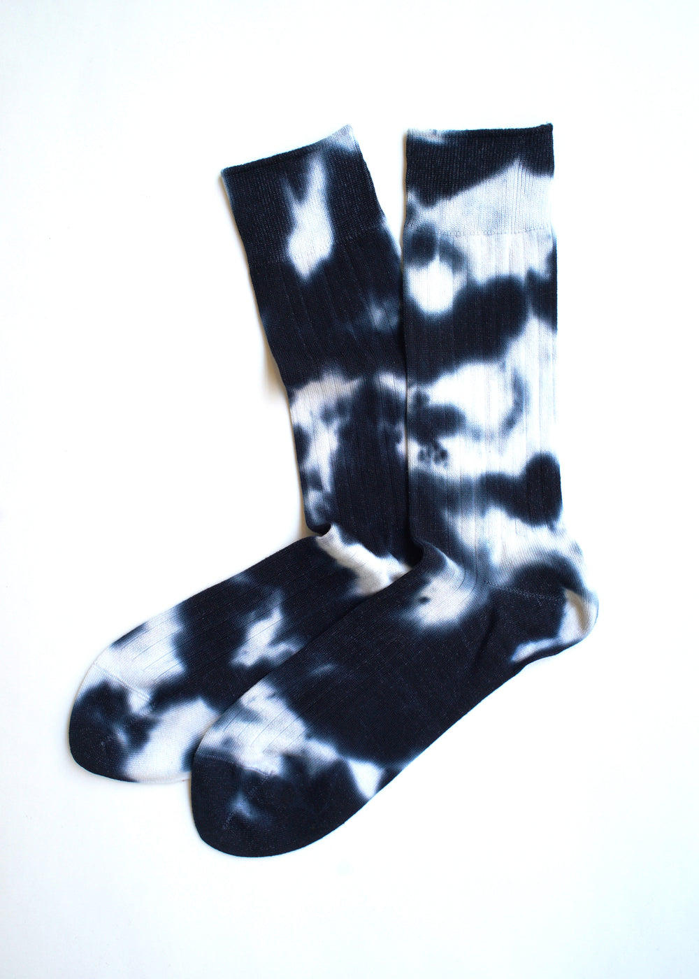 Rototo - Tie Dye Formal Crew Socks, Navy / White