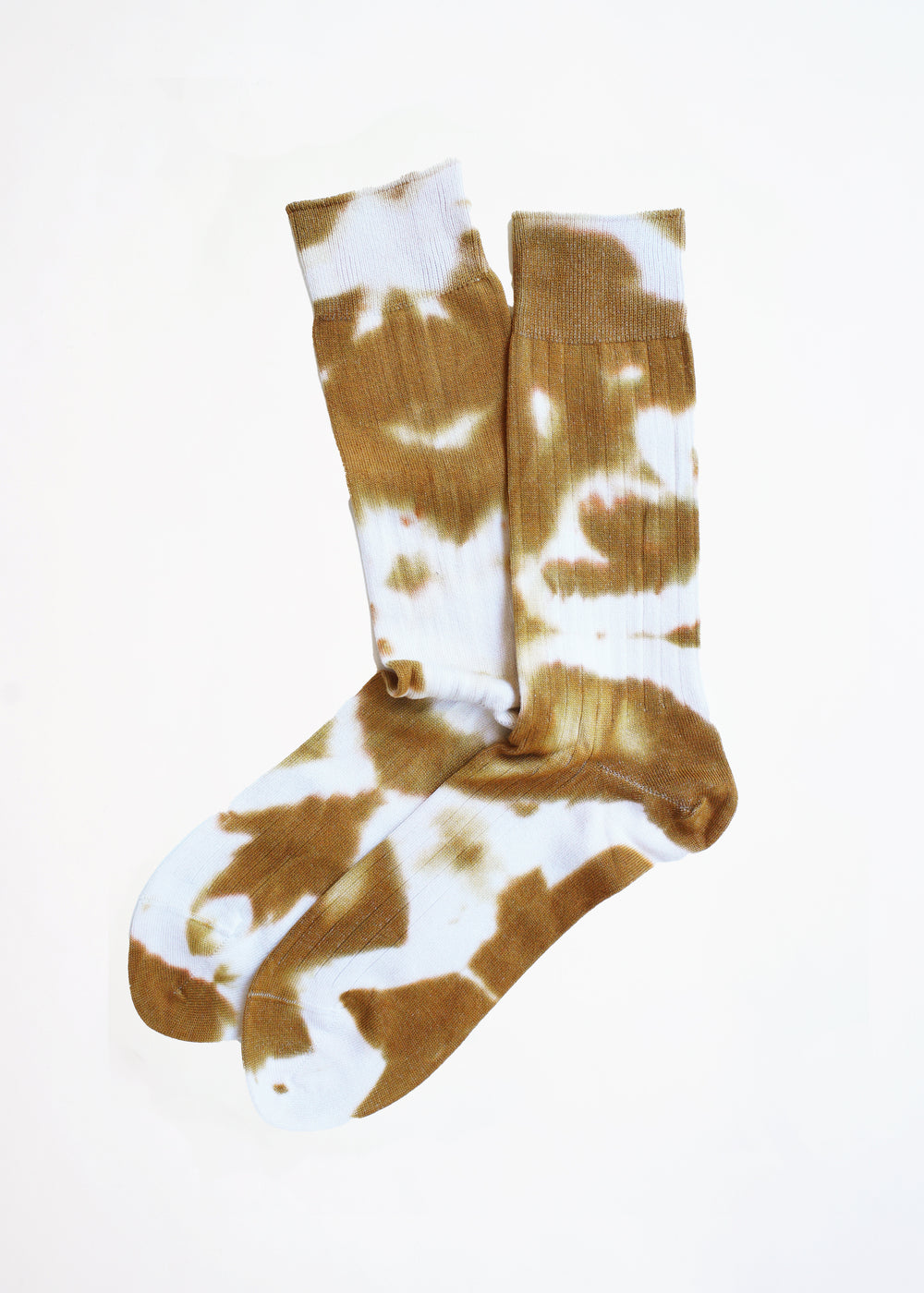 Rototo - Tie Dye Formal Crew Socks, Light Brown / Beige