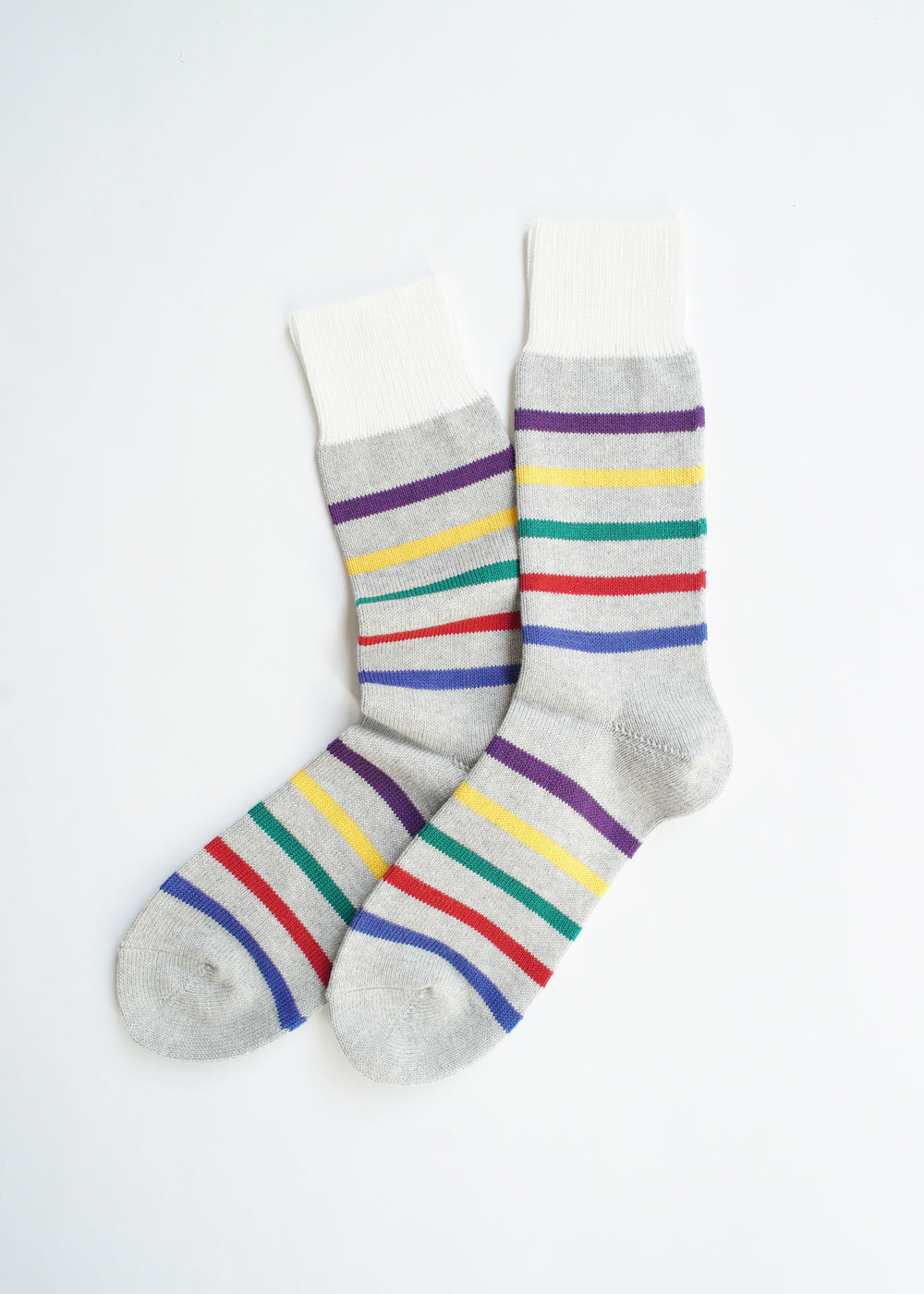 Rototo - Five Stripe Crew Socks, Grey