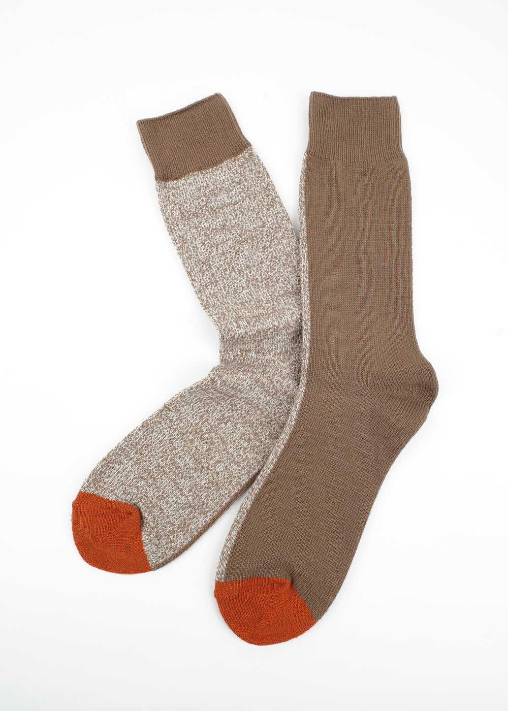 Rototo - Woolen Half & Half Socks, Camel