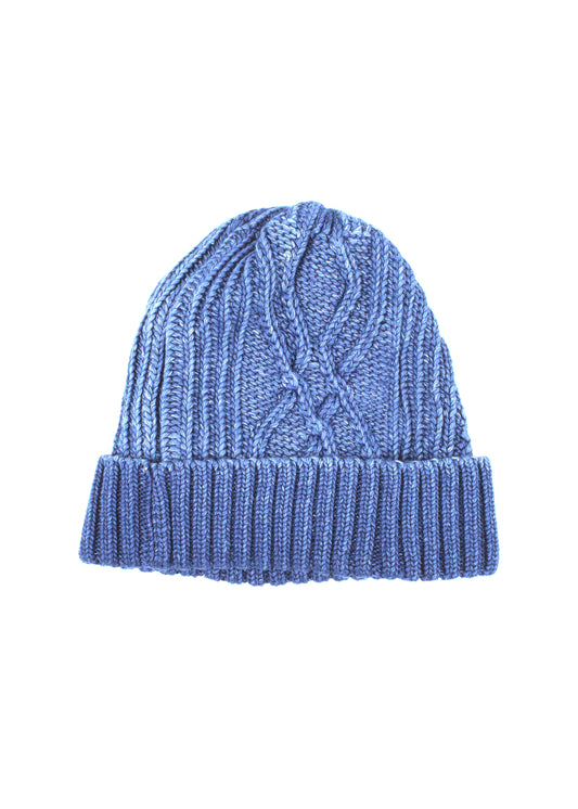 Rototo - Aran Cable Knit Watch Cap, Light Denim