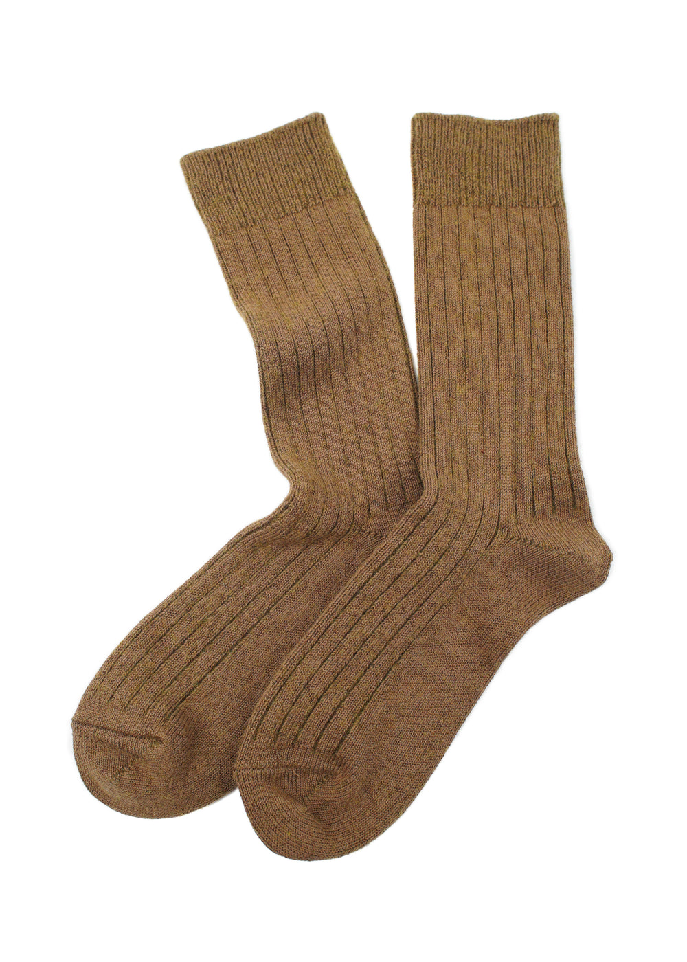 R1327 COTTON WOOL RIBBED CREW SOCKS - O.D.