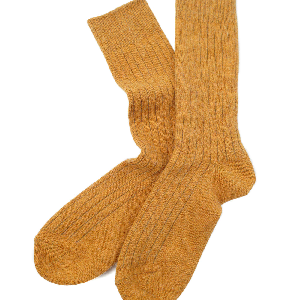 SUNNYSIDERS_ROTOTO_R1327 COTTON WOOL RIBBED CREW SOCKS - Gold_Socks