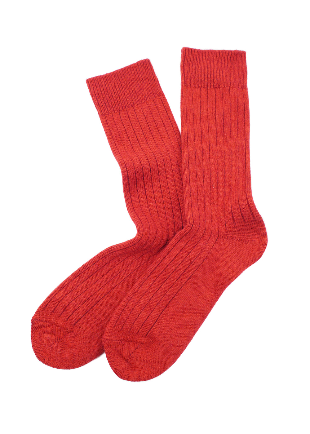 R1327 COTTON WOOL RIBBED CREW SOCKS - Red