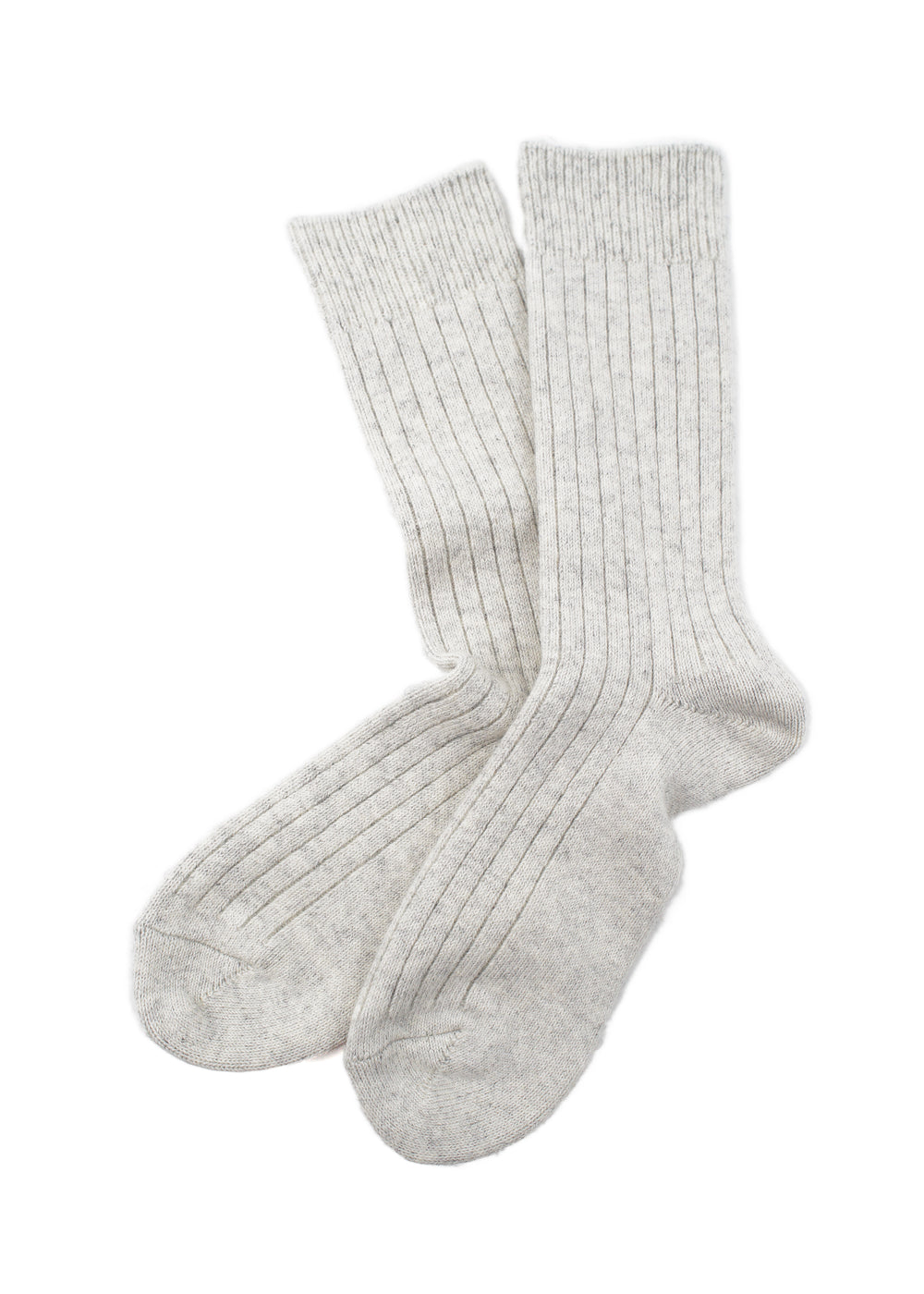 R1327 COTTON WOOL RIBBED CREW SOCKS - Ash Gray