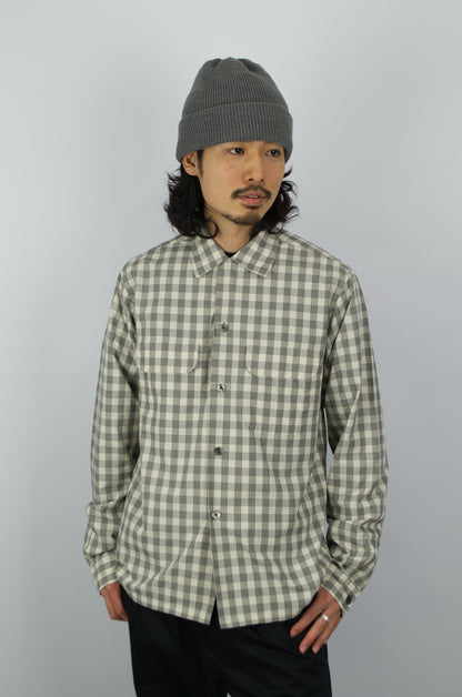Fujito - Open Collar Shirt, White Check