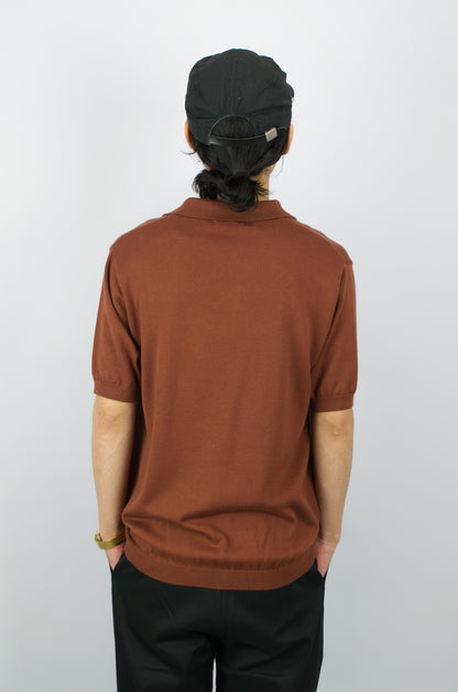 Fujito - Skipper Knit Polo. Brown