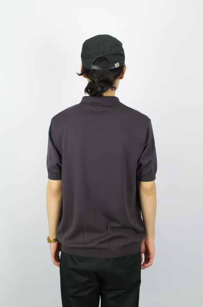 Fujito - Skipper Knit Polo. Charcoal