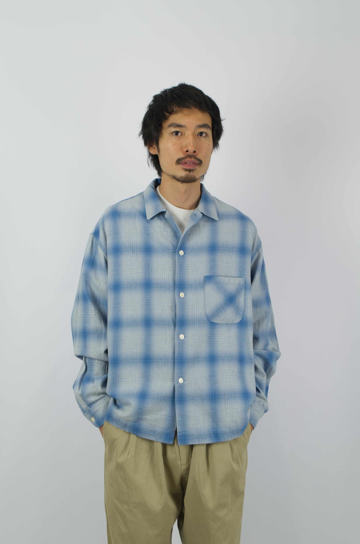H.Unit - Indigo Checked Work Shirt, Blue
