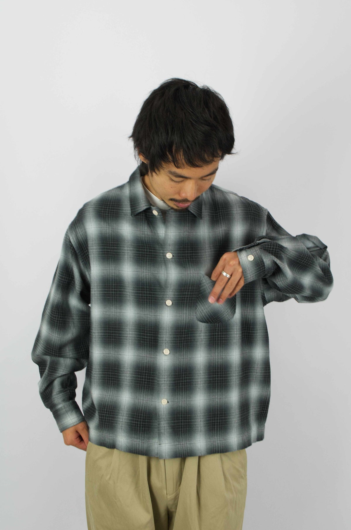 SUNNYSIDERS_H.UNIT_H.Unit - Indigo Checked Work Shirt, Black_Shirts