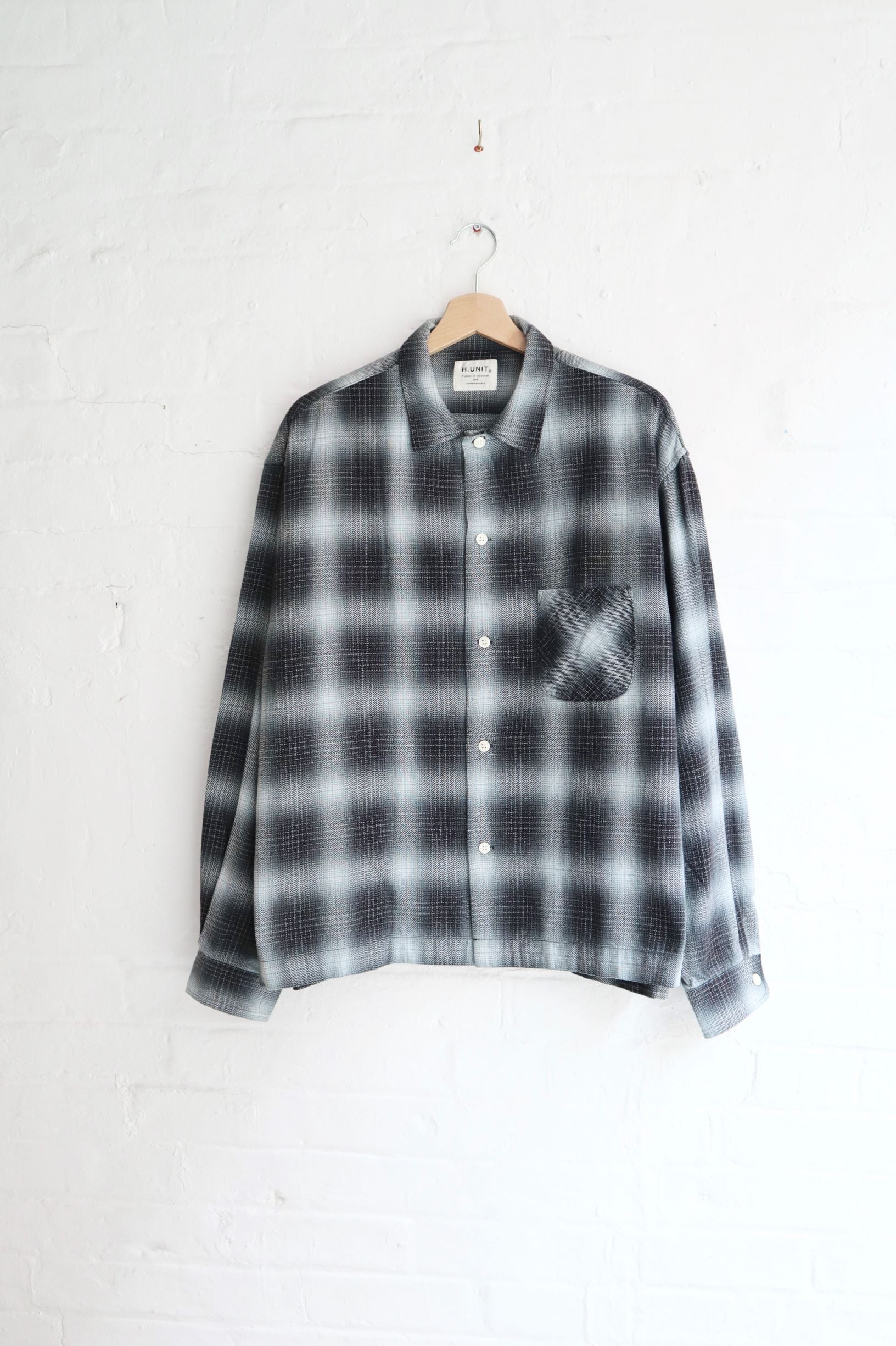 SUNNYSIDERS_H.UNIT_H.Unit - Indigo Checked Work Shirt, Black_Shirts