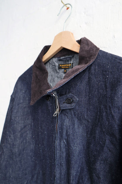 *A Vontade - Cord Collar Zip Work Jacket, Indigo