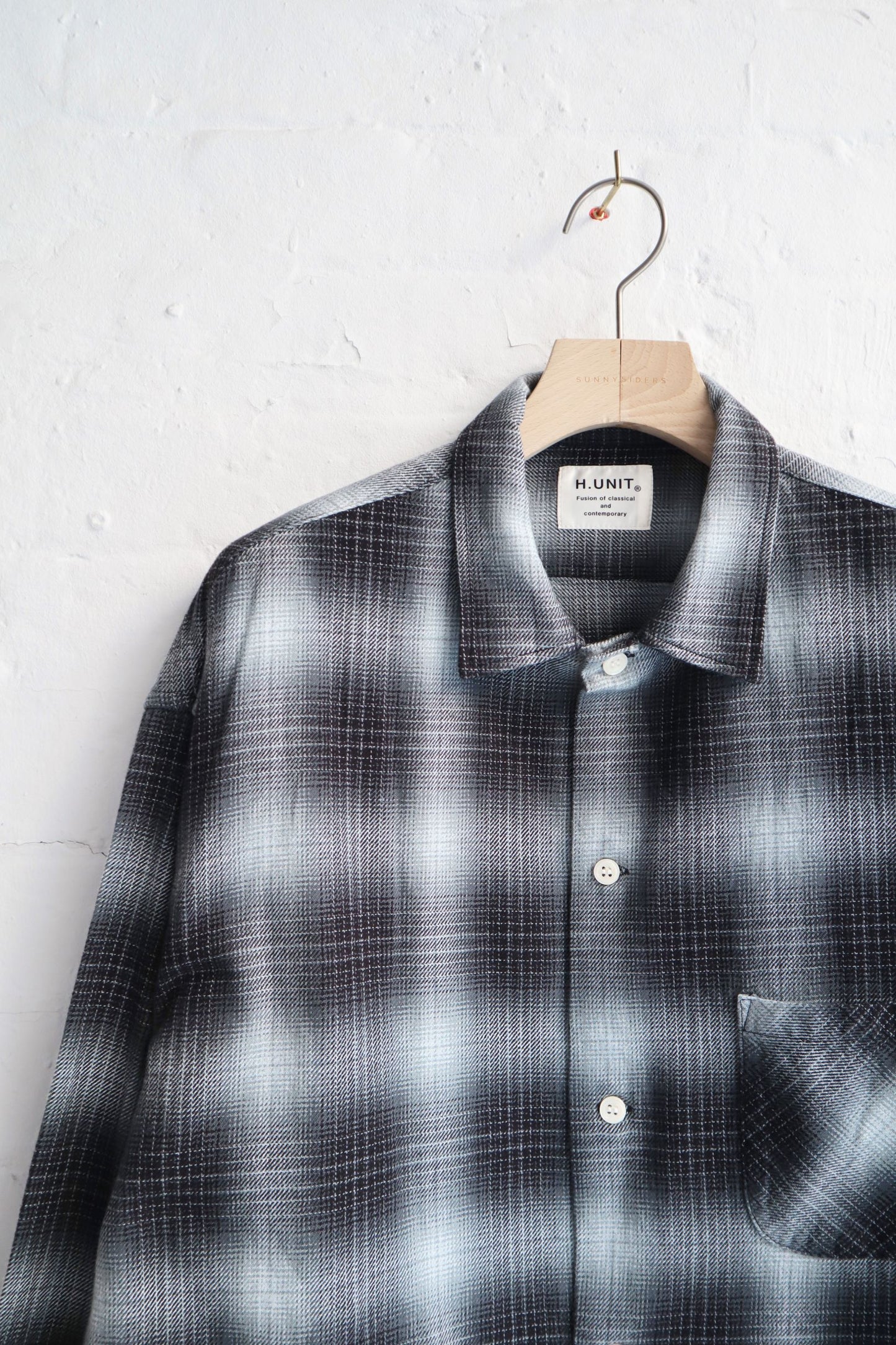 SUNNYSIDERS_H.UNIT_H.Unit - Indigo Checked Work Shirt, Black_Shirts