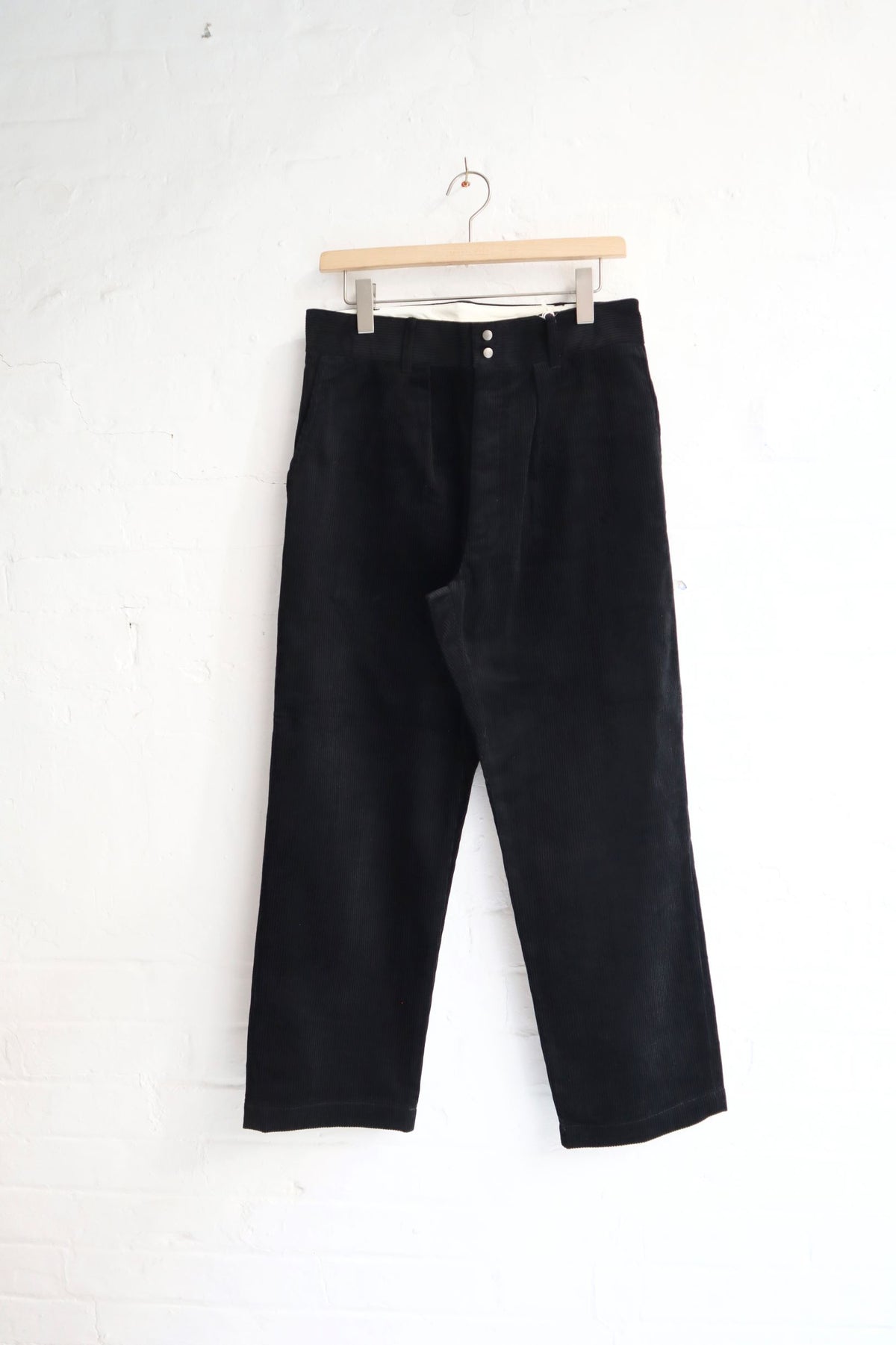 Fujito - 2 Tuck Trousers, Black Corduroy