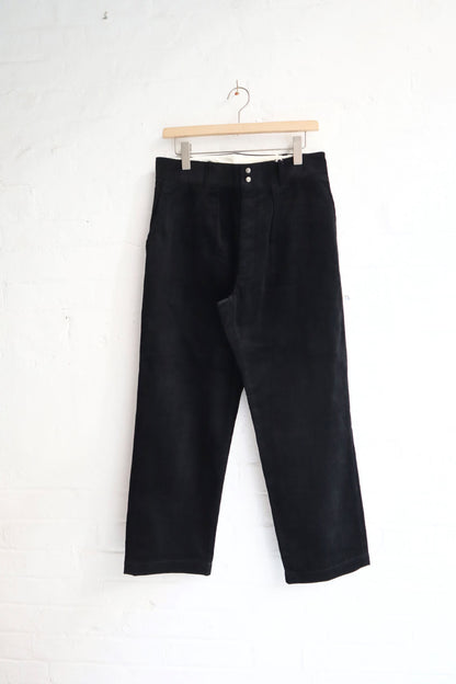 Fujito - 2 Tuck Trousers, Black Corduroy