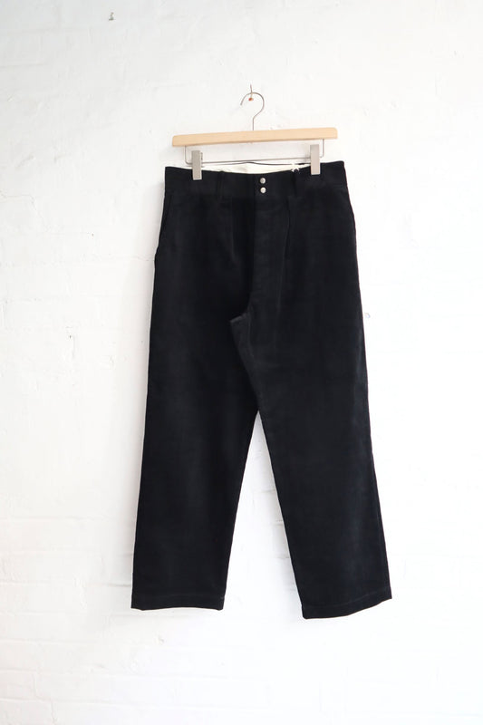 Fujito - 2 Tuck Trousers, Black Corduroy
