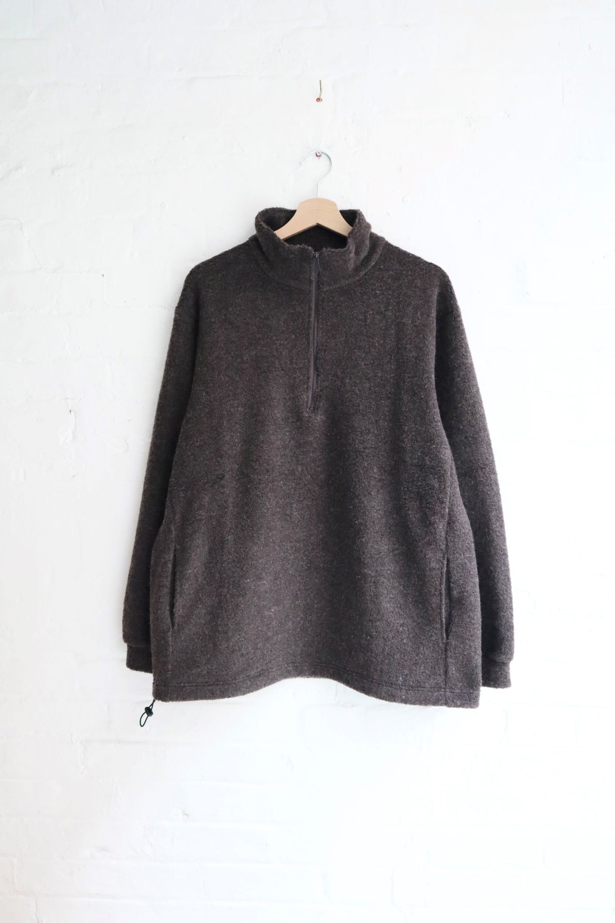 *A Vontade - Wool Pile Half-Zip Pullover, Dark Brown