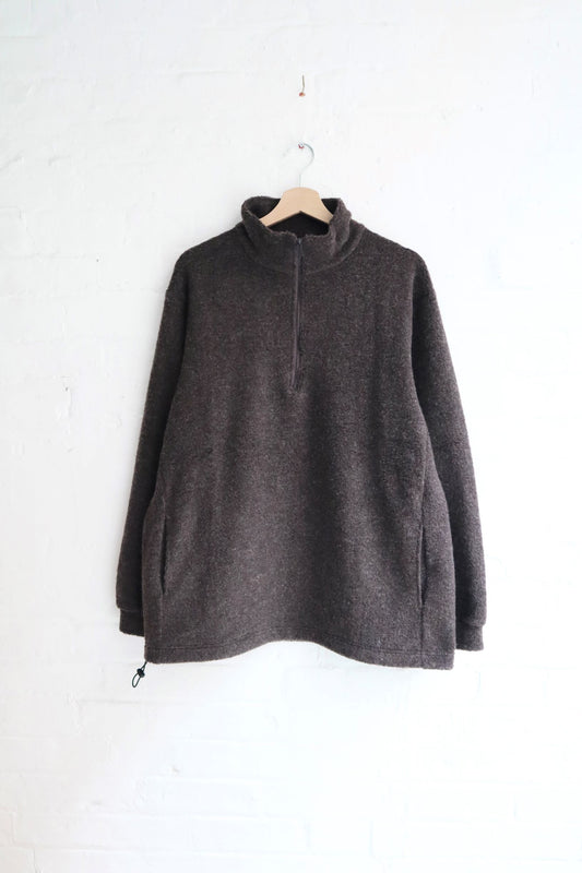 *A Vontade - Wool Pile Half-Zip Pullover, Dark Brown